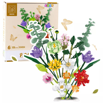 Konstruktorius – dekoratyvinė spalvingų gėlių puokštė, 836 vnt.