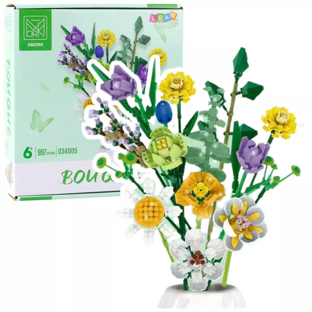 Konstruktorius – dekoratyvinė spalvingų gėlių puokštė, 997 vnt.