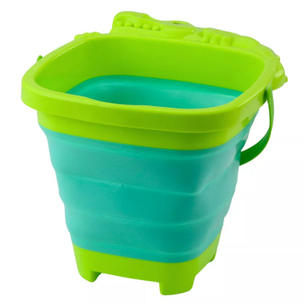 Sulankstomas silikoninis krokodilo paplūdimio kibiras žalias