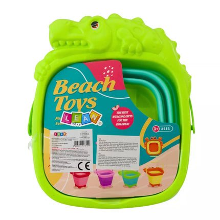 Sulankstomas silikoninis krokodilo paplūdimio kibiras žalias