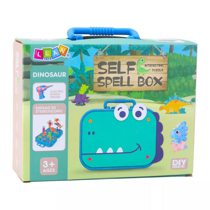 Pasidaryk pats atsuktuvo rinkinys "Lagaminėlis su dinozaurais": dėlionė, kaladėlės, atsuktuvas, 228 vnt.