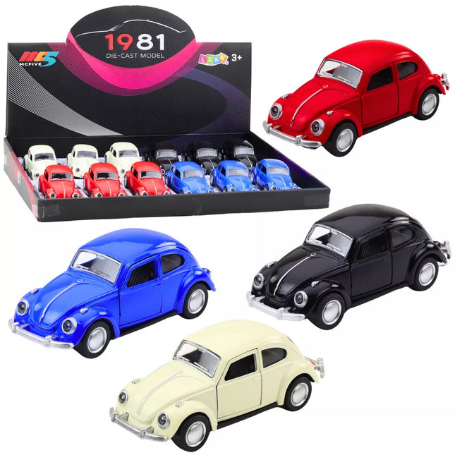 Klasikinis automobilis „Beetle“ metalinis frikcinis pavaros modelis 1:36, įvairių spalvų