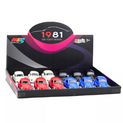 Klasikinis automobilis „Beetle“ metalinis frikcinis pavaros modelis 1:36, įvairių spalvų