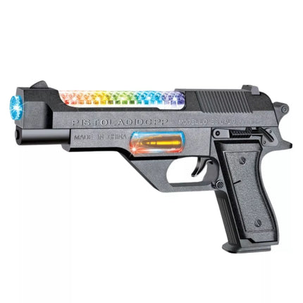 Baterijomis maitinamas pistoletas su spalvingais šviesos ir garso efektais, 24 cm