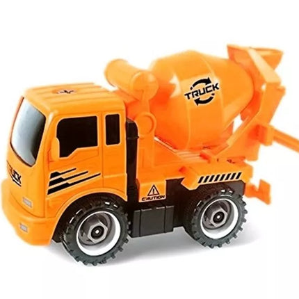 Transporto priemonių rinkinys betono maišyklei ir savivarčiui atsukti