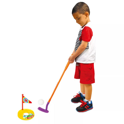 Golfo rinkinys: vežimėlis, 3 lazdos, 2 vėliavėlės, 4 kamuoliukai