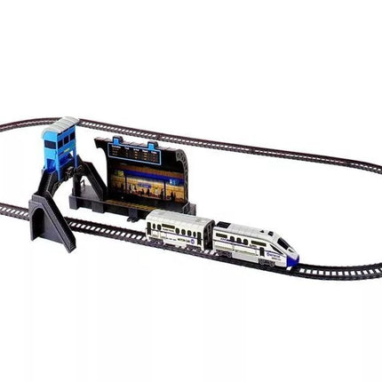 Traukinys „Commuter Train“ 244 cm Baterijos + Geležinkelio stotis + Vagonas