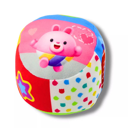 Minkštas kamuolys su barškučiu kūdikiams, spalvingas, 9 cm