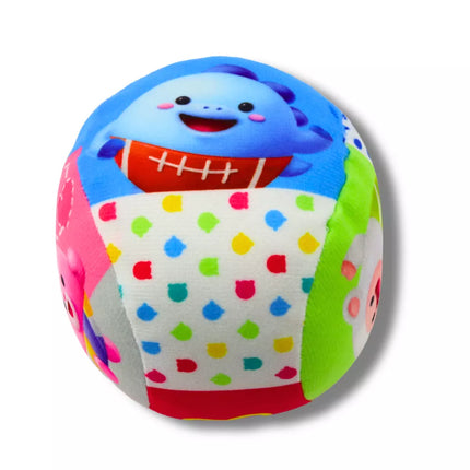 Minkštas kamuolys su barškučiu kūdikiams, spalvingas, 9 cm