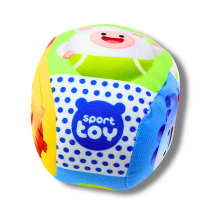 Minkštas kamuolys su barškučiu kūdikiams, spalvingas, 9 cm