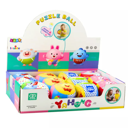 Minkštas kamuolys su barškučiu kūdikiams, spalvingas, 9 cm