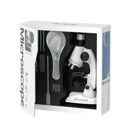Mokomasis rinkinys vaikams - mokslo mikroskopas su priedais, baltas