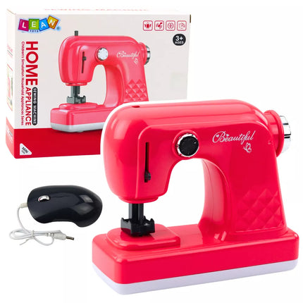 Žaislinė siuvimo mašina su pelyte vaikams, šviesiai rožinė
