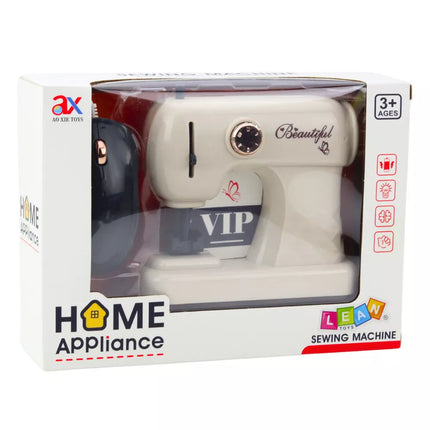 Žaislinė siuvimo mašina su pele vaikams, šviesi, balta