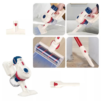 Vertikalus dulkių siurblys, valymo rinkinys vaikams, šviesos, garsai, stotis, baltas