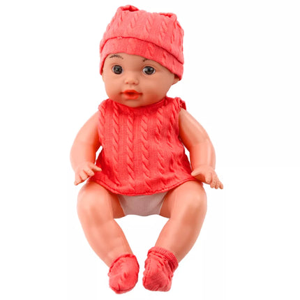 Lėlė su buteliuku maitinimui, rožinis komplektas, garsai, 30 cm