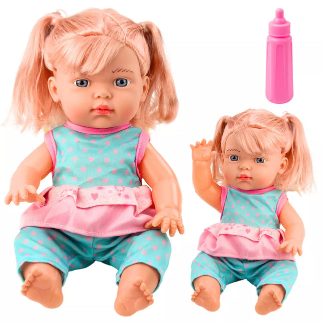 Lėlė su turkio spalvos komplektu, ponių buteliuku ir garsu