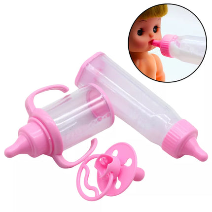 Lėlių buteliukų rinkinys su dingstančiu pienu ir čiulptuku