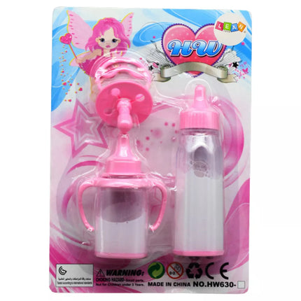 Lėlių buteliukų rinkinys su dingstančiu pienu ir čiulptuku