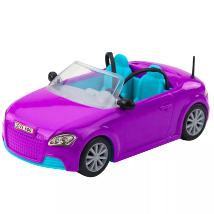 Ankiki Mini lėlių automobilis kabrioletas violetinis rinkinys