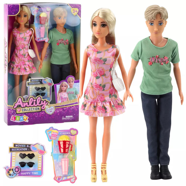 Anlily lėlių rinkinys - mergaitė su berniuko aksesuarais, akiniais ir rankine