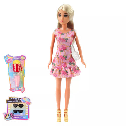 Anlily lėlių rinkinys - mergaitė su berniuko aksesuarais, akiniais ir rankine