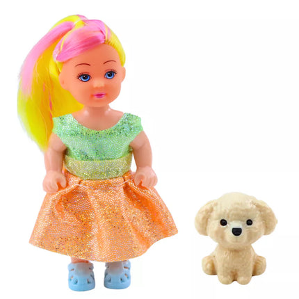 Lėlių rinkinys su suknele, mokinys, įvairių spalvų, 12 cm