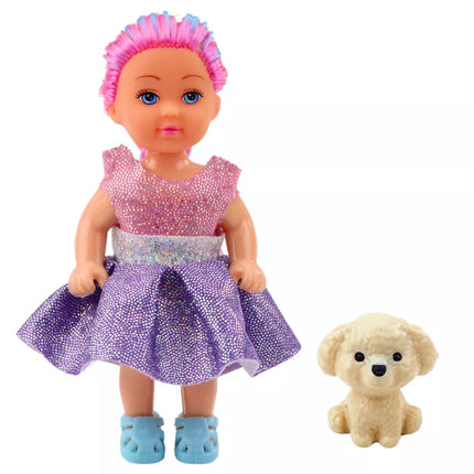 Lėlių rinkinys su suknele, mokinys, įvairių spalvų, 12 cm