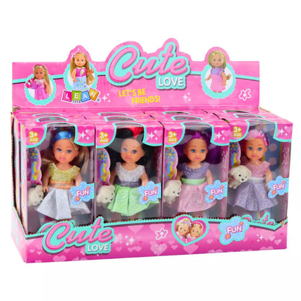 Lėlių rinkinys su suknele, mokinys, įvairių spalvų, 12 cm