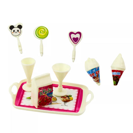 Mini lėlės saldžių aksesuarų mėlynos suknelės rinkinys