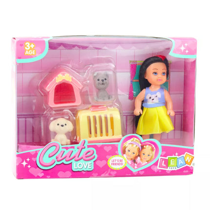 Mini lėlės suknelės šuns būdos nešyklės rinkinys