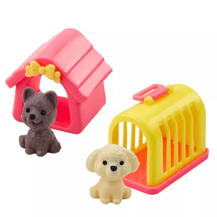 Mini lėlės suknelės šuns būdos nešyklės rinkinys