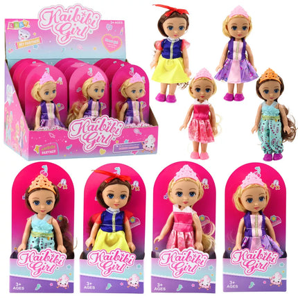 Mini princesės lėlės su karūna dekoruota suknelė 17cm Mix