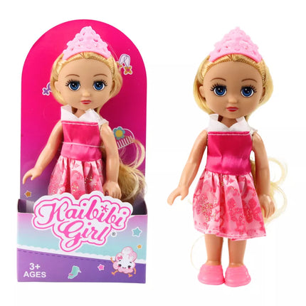 Mini princesės lėlės su karūna dekoruota suknelė 17cm Mix
