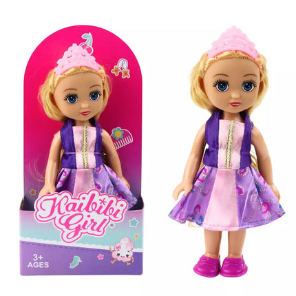 Mini princesės lėlės su karūna dekoruota suknelė 17cm Mix