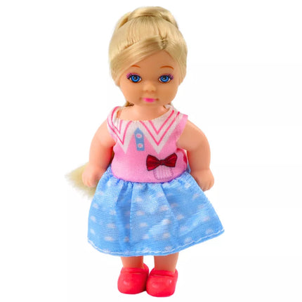 Mini lėlių rinkinys su dviem šunimis, lova, dubenėliu maistui.