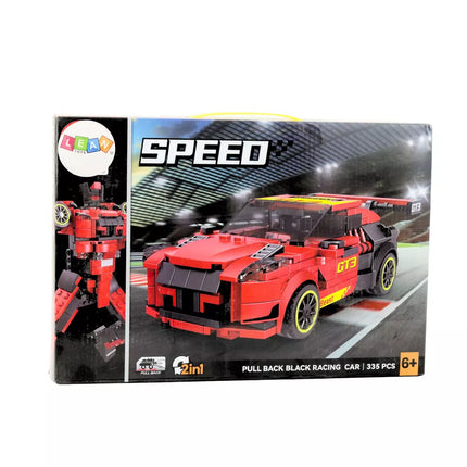 Robotų automobilis 2in1 Statybiniai kaladėlės GT3 Raudonas 335 vnt.