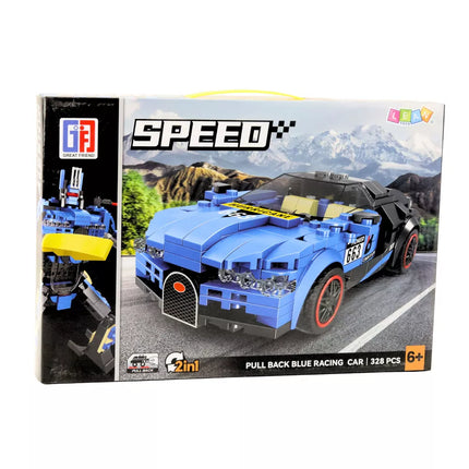 Robotiškas automobilis 2in1 Hurricane Mėlynas statybiniai blokeliai 328 vnt.