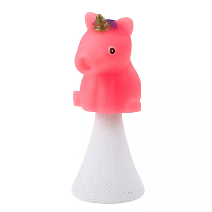 Šokinėjantis vienaragis ant spyruoklės, iššokantis, baltas, rožinis, 10cm, mišinys
