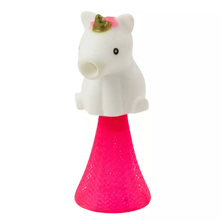 Šokinėjantis vienaragis ant spyruoklės, iššokantis, baltas, rožinis, 10cm, mišinys