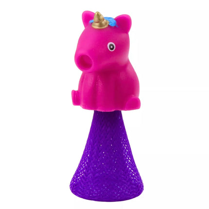 Šokinėjantis vienaragis ant spyruoklės, iššokantis, baltas, rožinis, 10cm, mišinys