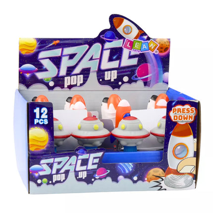 Šokinėjantis erdvėlaivis ant spyruoklės su spalvingais žiburėliais, 11 cm, mišinys