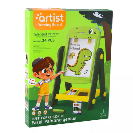 Dvipusė magnetinė lenta, skirta rašyti, dinozauras, žali priedai