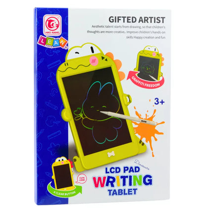 LCD rašymo ir piešimo lenta dinozauro formos, žalia, su rašikliu