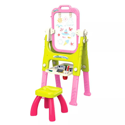 5 viename edukacinė lenta su kėdute, daugiafunkciniai priedai, rožinė