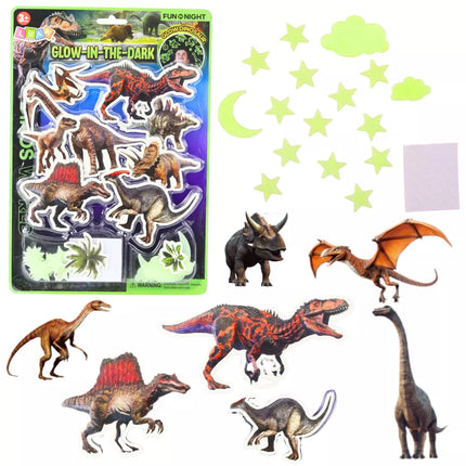 Fluorescenciniai Dinzaurai Žvaigždės Šviečiantys Sienų Lipdukai
