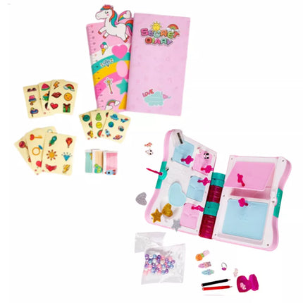 Paslapčių dienoraštis su pakabinama spyna, raktų pakabuku ir priedais, rožinis