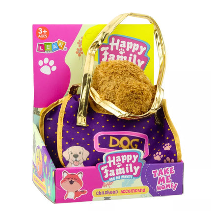 Šuo maiše pliušinis talismanas, minkštas žaislas, šviesiai rudas