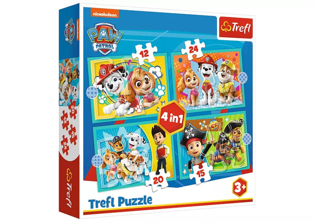 Paw Patrol 4 viename dėlionės Linksma Paw Patrol komanda Trefl 34346