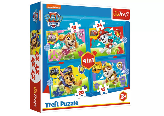 Dėlionė 4in1 Paw Patrol Bėgantys šuniukai Trefl 34628